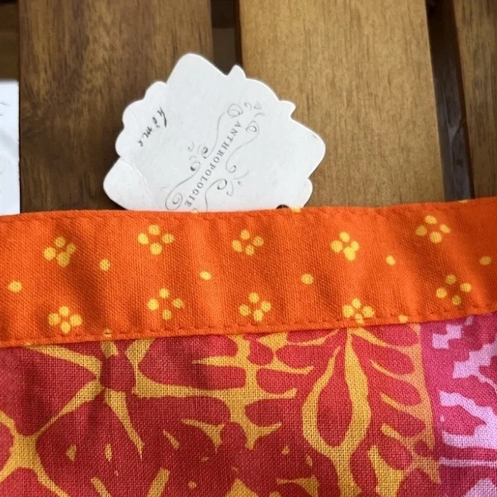 Marimekko Anthropologie Waist Apron Retro 50s 60s Red Orange Pink Pocket Kitchen